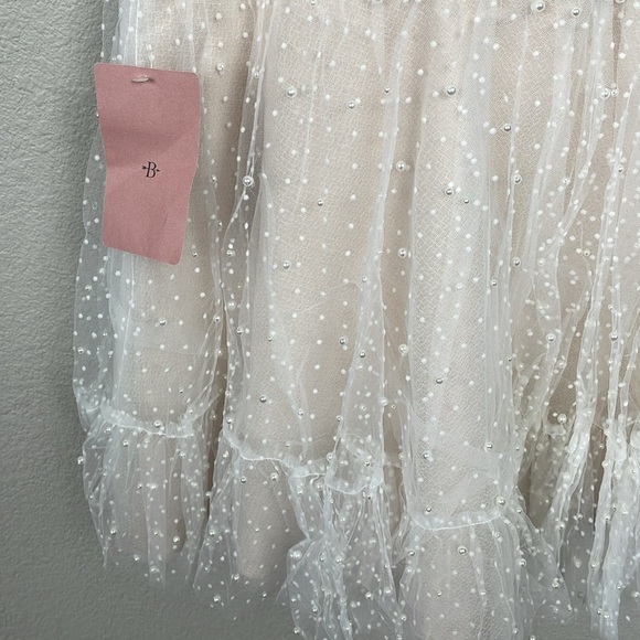 NWT By Watters Macaron Mini Dress Pearl Accent Tulle Babydoll Wedding Sz 10 - Picture 4 of 16